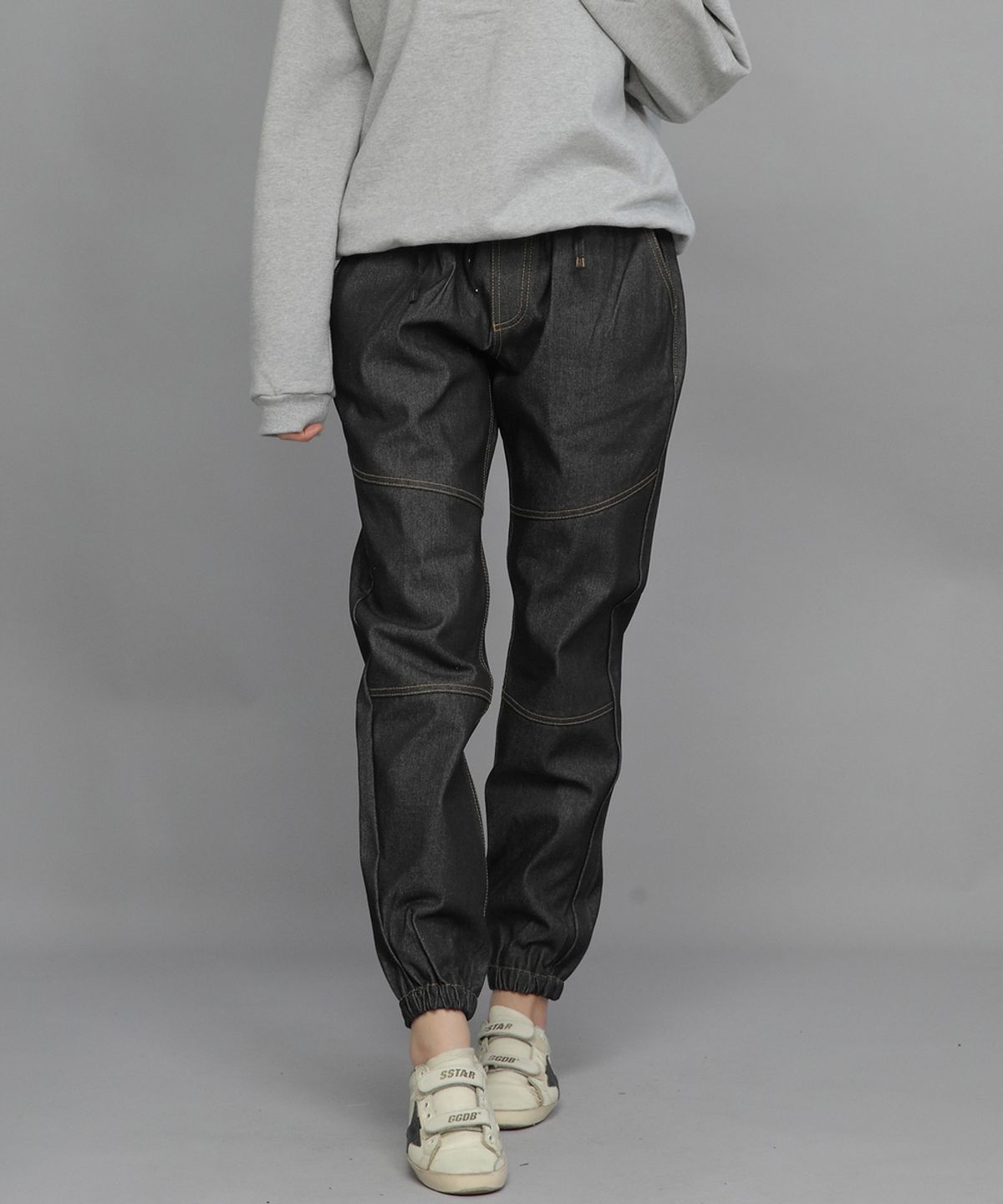 세인트크루(SAINTCREW) 세미슬림핏 절개 데님 조거팬츠 CS-301J 블랙 BRS