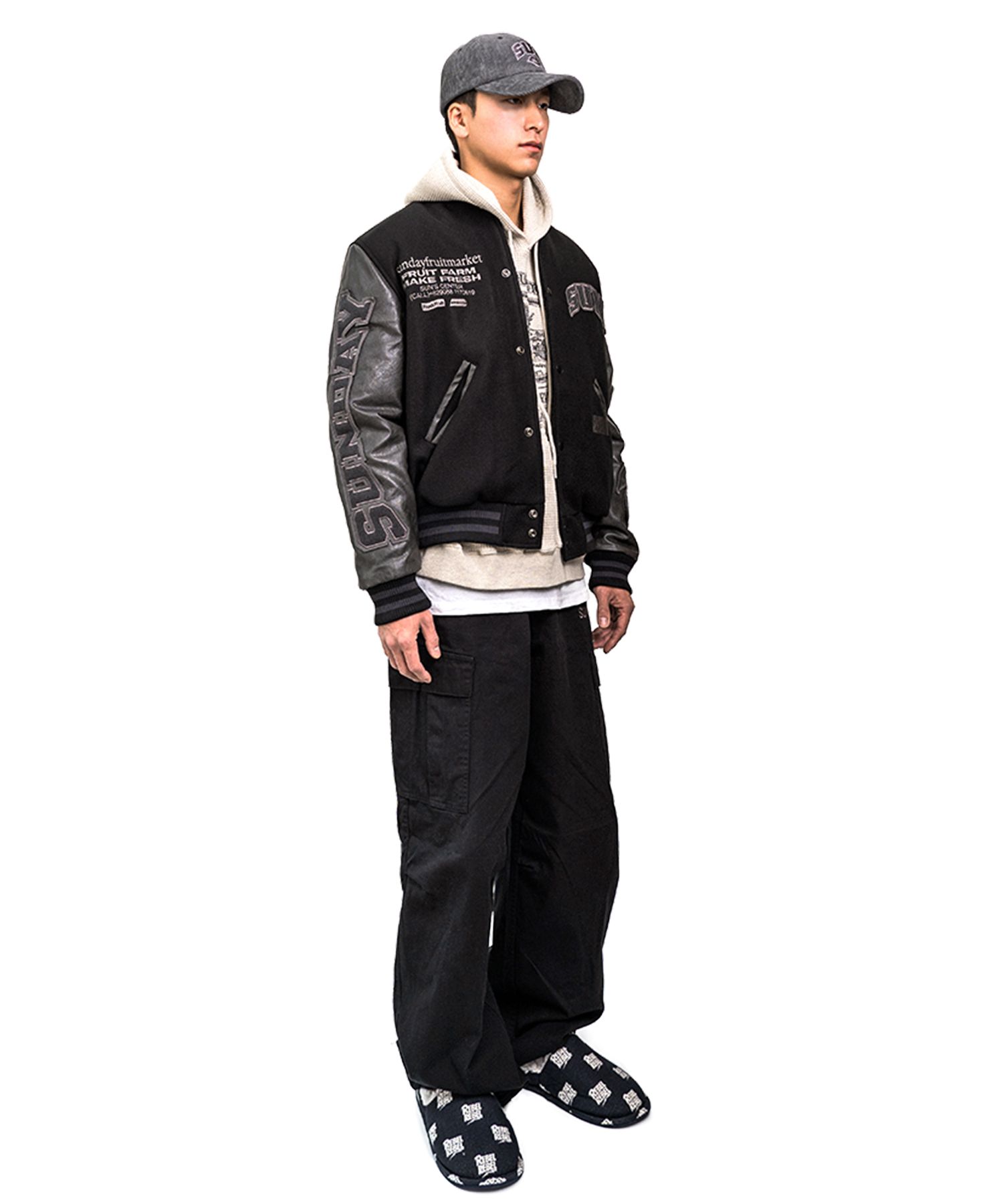 ★関税込★SUNDAY FRUIT MARKET★SUNDAY VARSITY JACKET★ MUSINSA公式 | SUNDAY FRUIT MARKET SUNDAY VARSITY JACKET BLACK