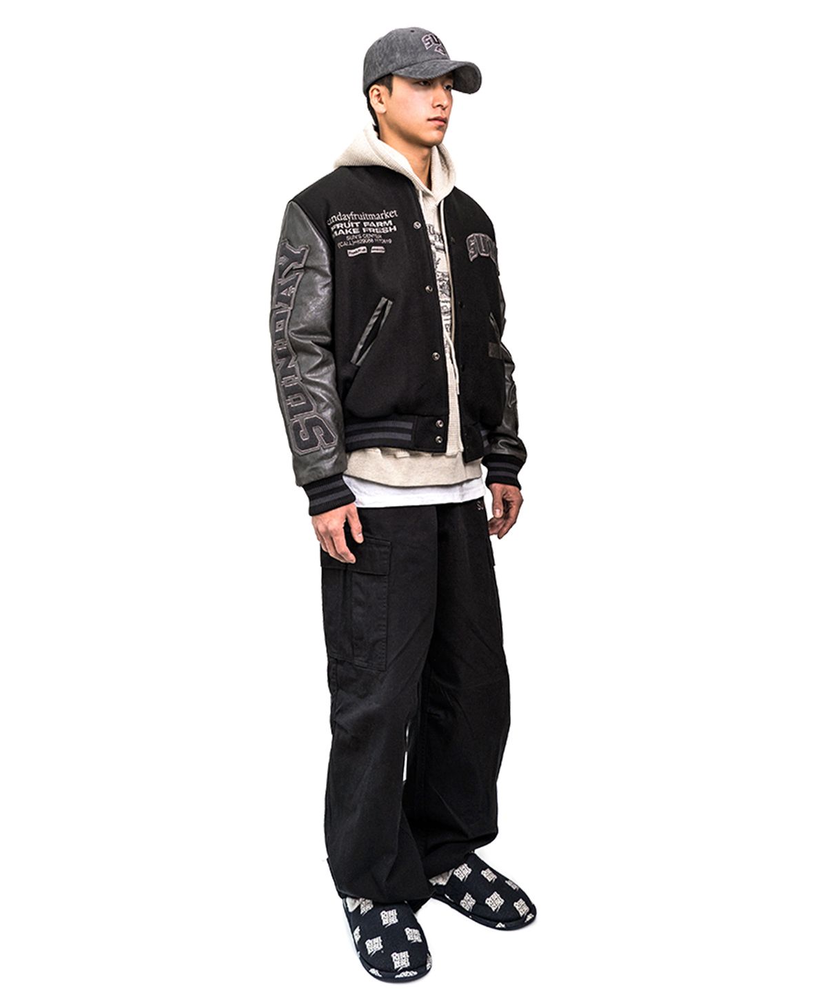 선데이후르츠마켓(SUNDAY FRUIT MARKET) SUNDAY VARSITY JACKET BLACK
