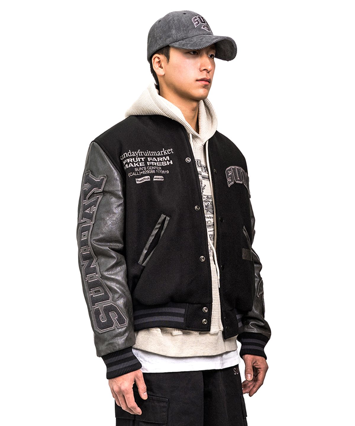 선데이후르츠마켓(SUNDAY FRUIT MARKET) SUNDAY VARSITY JACKET BLACK