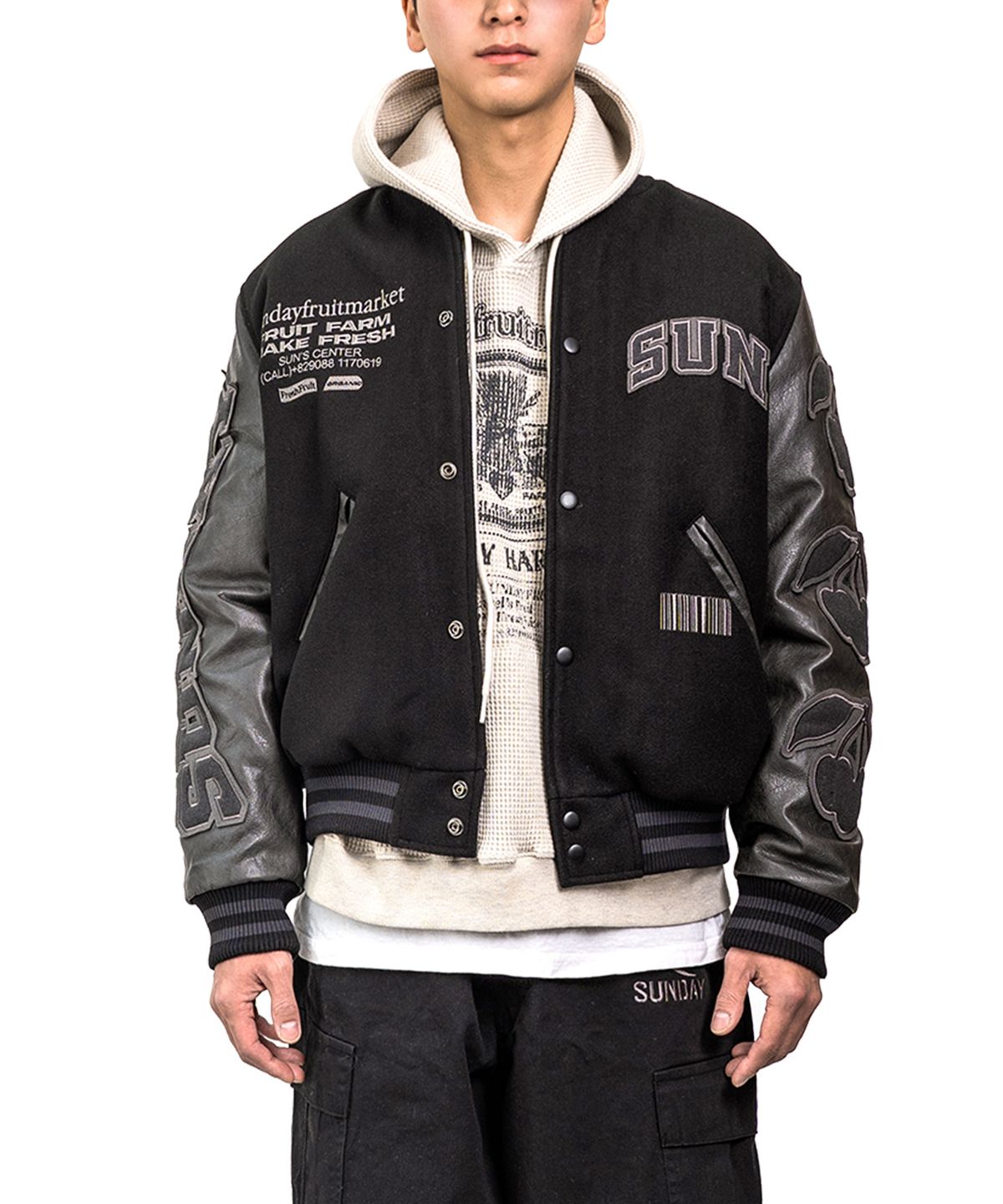 선데이후르츠마켓(SUNDAY FRUIT MARKET) SUNDAY VARSITY JACKET BLACK