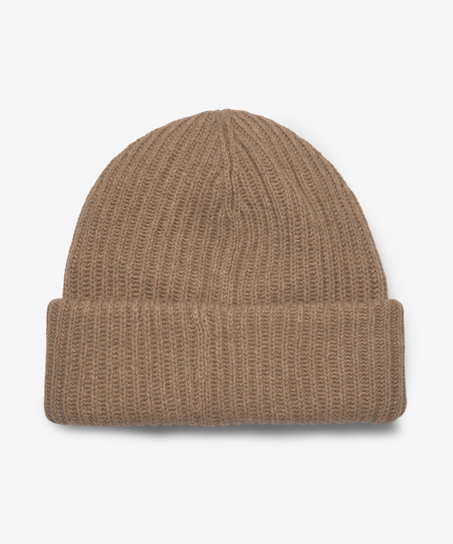 MUSINSA | GANNI Logo Patch Ribbed Beanie - Dark Beige / A4429573