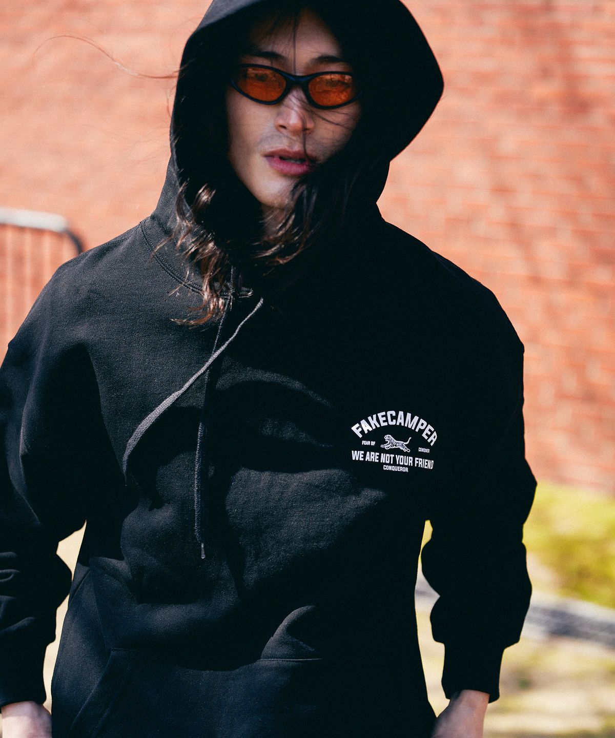 페이크캠퍼(FAKE CAMPER) 타이거 오리지널 빈티지 후드티셔츠  [BLACK]