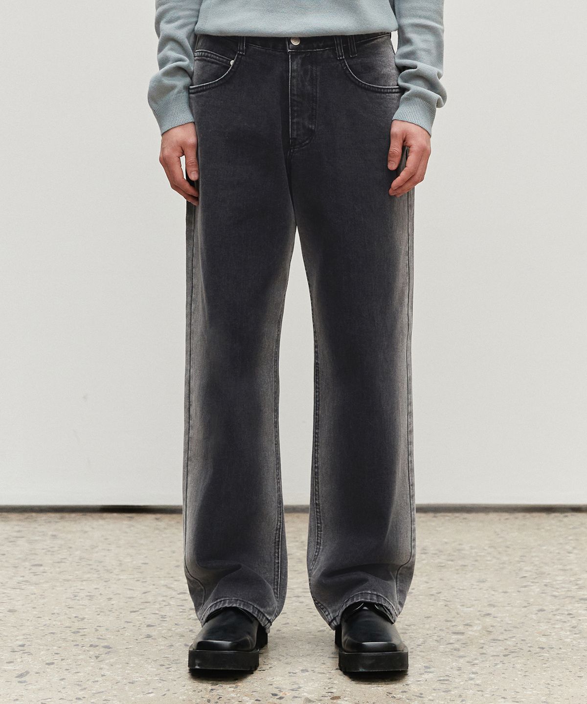 데케트(DECET) Mid Rise Wide Jeans DCPT027BlackSide