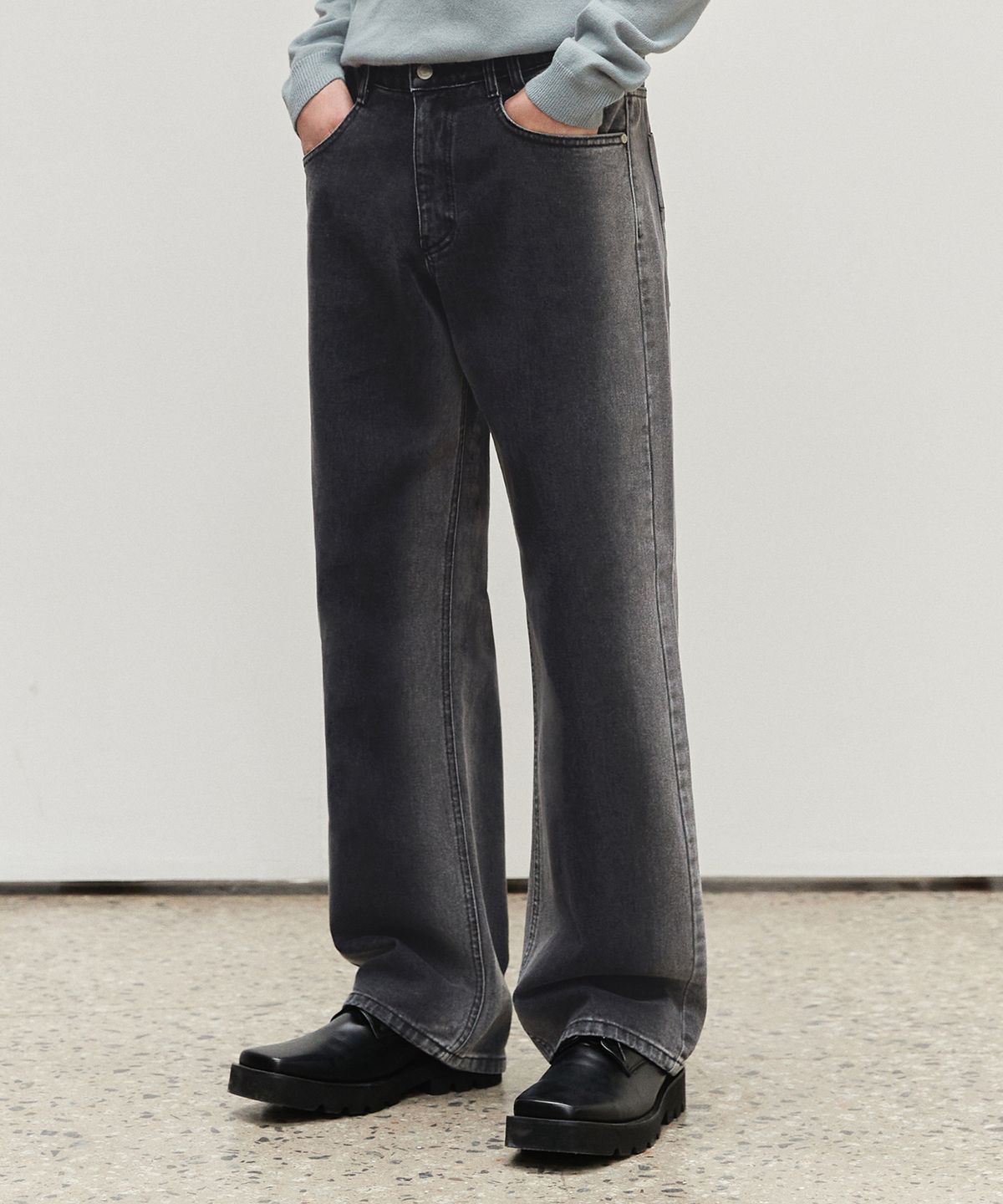 데케트(DECET) Mid Rise Wide Jeans DCPT027BlackSide