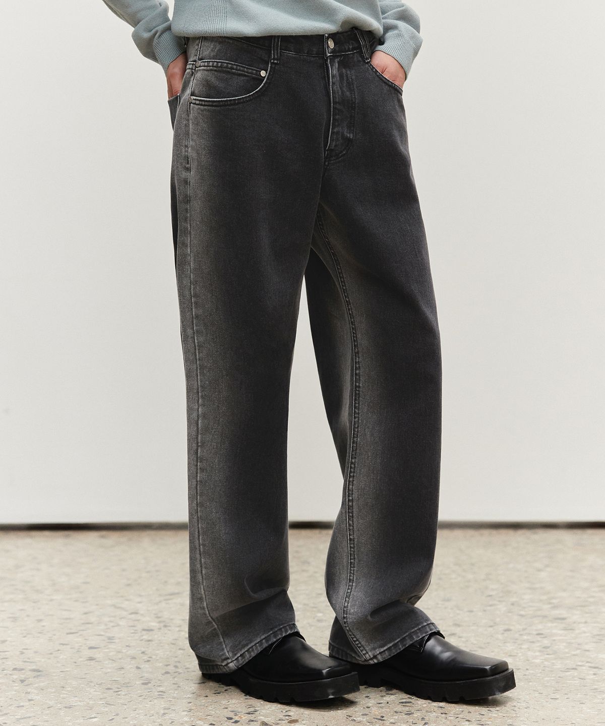 데케트(DECET) Mid Rise Wide Jeans DCPT027BlackSide