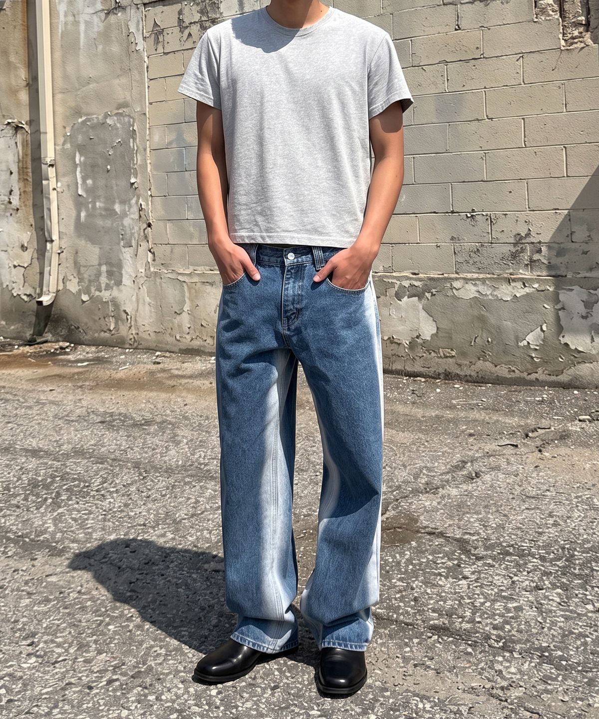 데케트(DECET) Mid Rise Wide Jeans DCPT027BlueSide