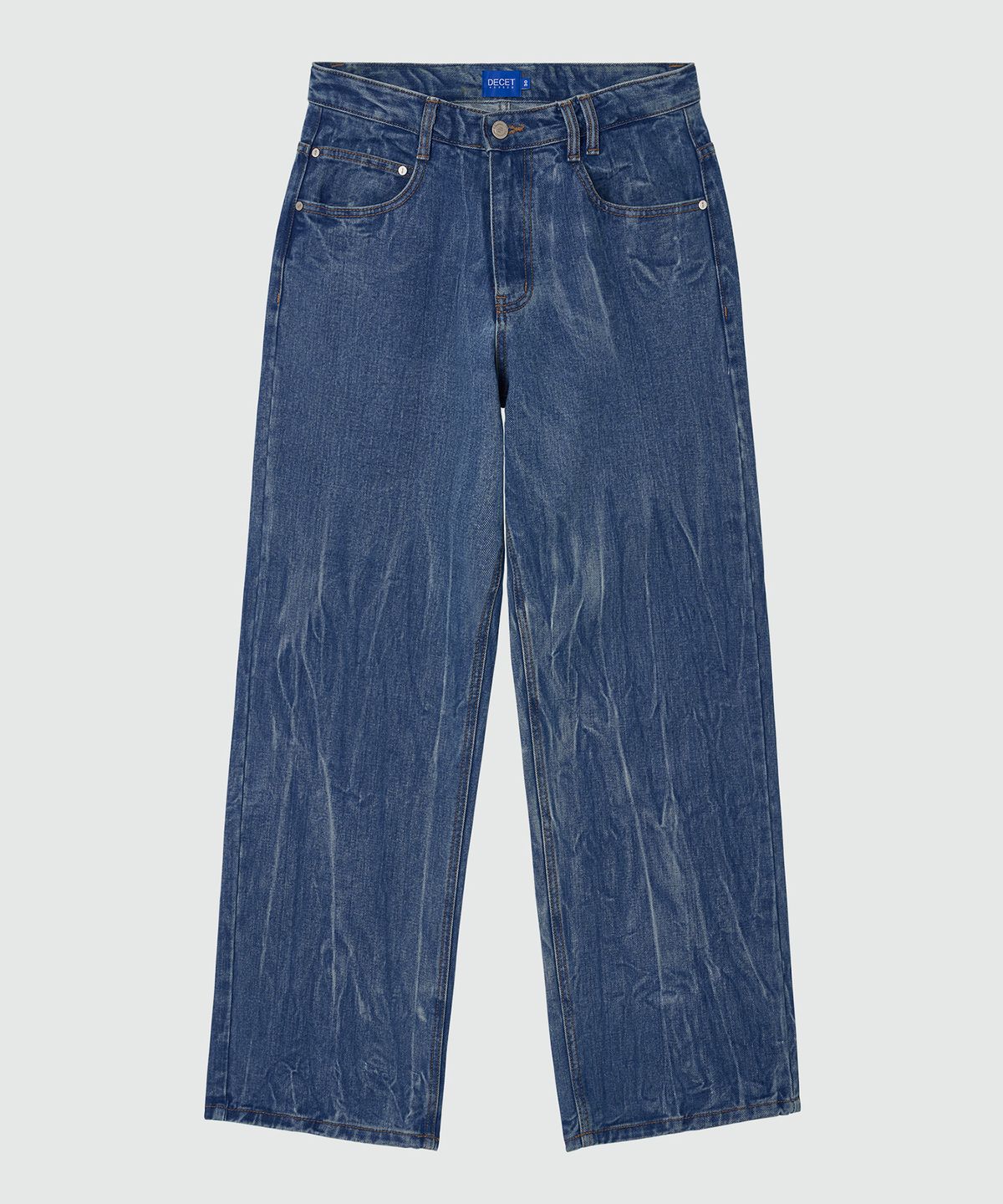 데케트(DECET) Mid Rise Wide Jeans DCPT027CrinkleBlue