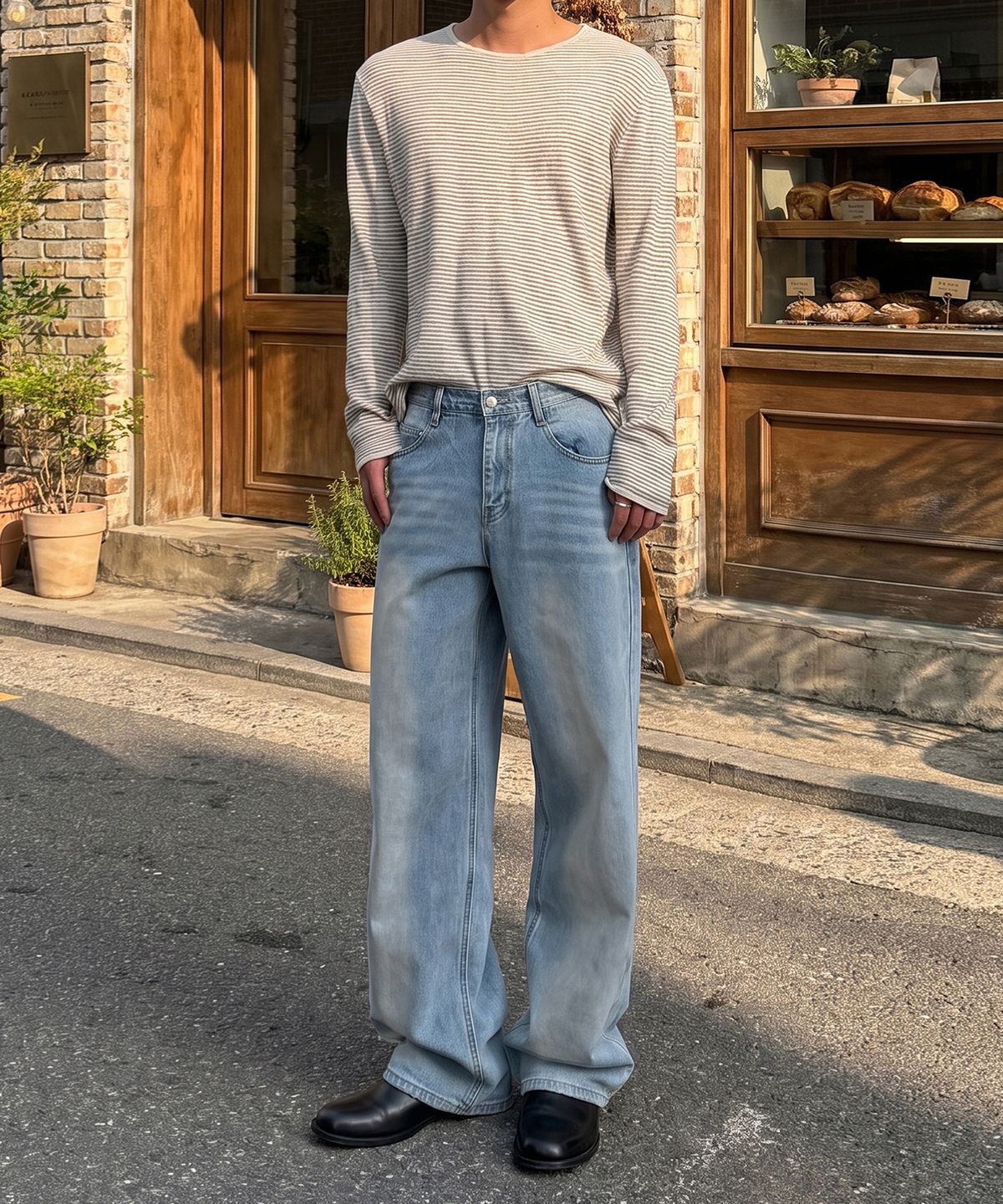 데케트(DECET) Mid Rise Wide Jeans DCPT027LightBlueCenter
