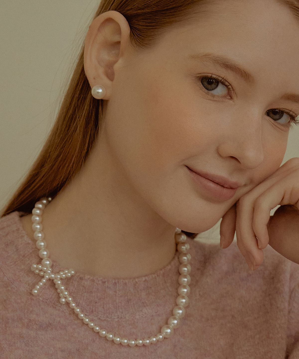 타티아나(TATIANA) Romantic Pearl Ribbon Necklace NZ2076