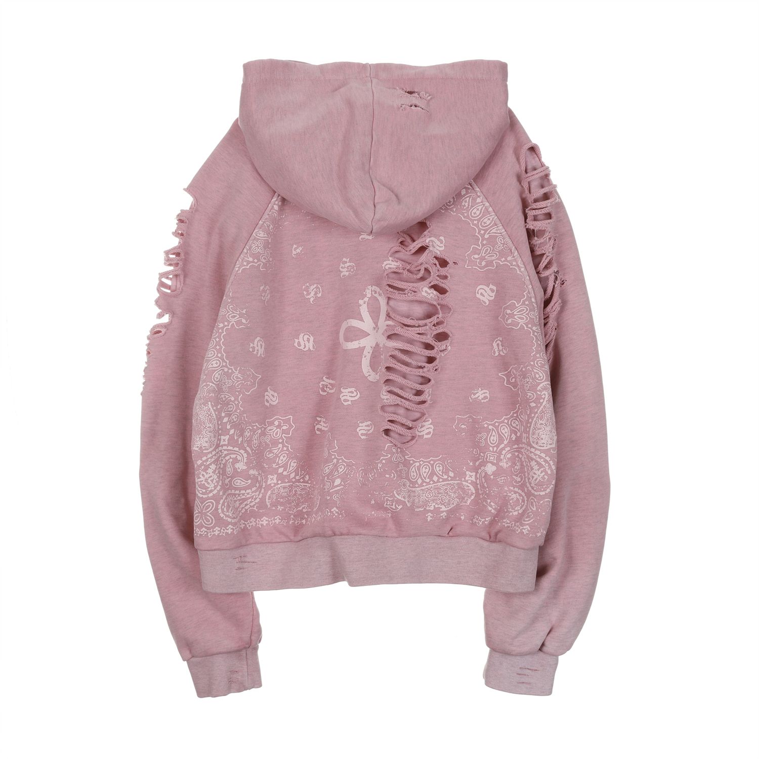 MUSINSA公式 | SURGERY surgery paisley destroyed hoodie melange pink