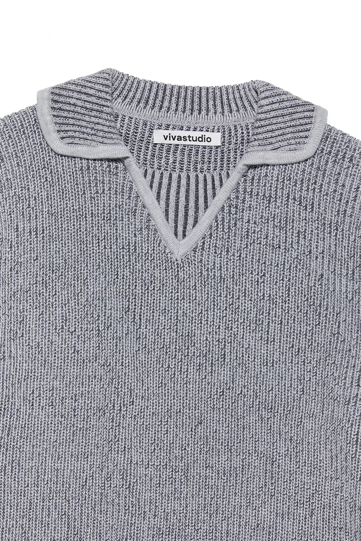 비바스튜디오(VIVASTUDIO) TWO TONE COLLAR KNIT [GRAY]