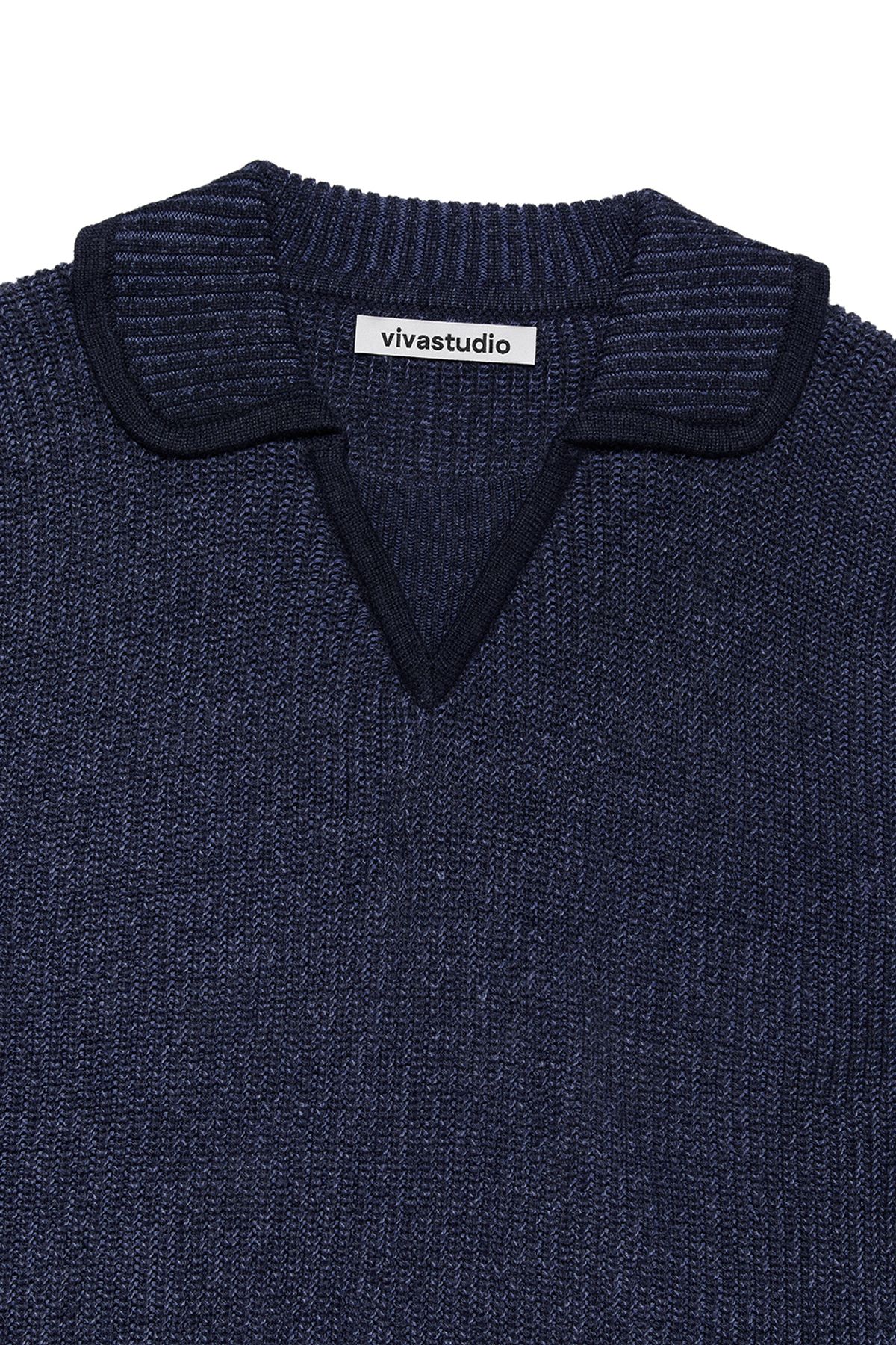비바스튜디오(VIVASTUDIO) TWO TONE COLLAR KNIT [NAVY]