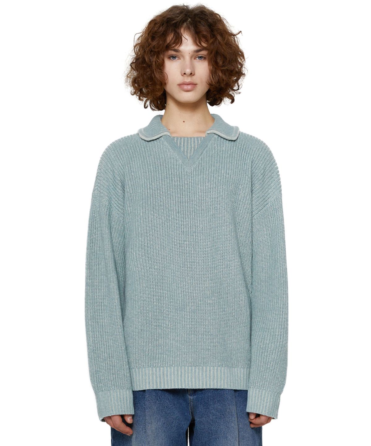 비바스튜디오(VIVASTUDIO) TWO TONE COLLAR KNIT [MINT]