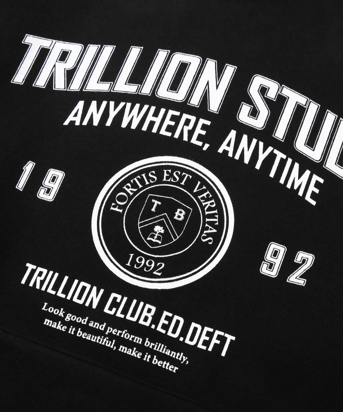 트릴리온(TRILLION) 스튜디오 아치 오버핏 후드 (BLACK)