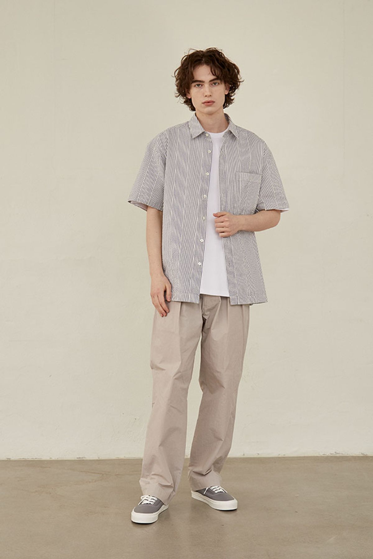 홀리선(HORLISUN) Perth Seersucker Short Sleeve Shirt Blue