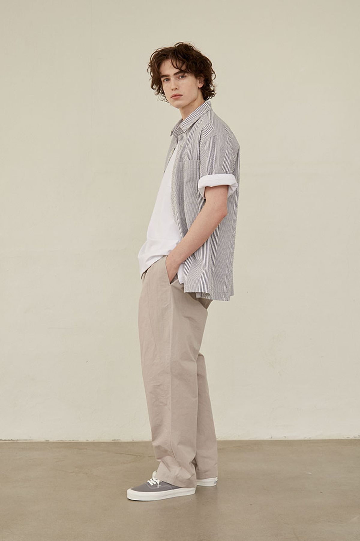 홀리선(HORLISUN) Perth Seersucker Short Sleeve Shirt Blue