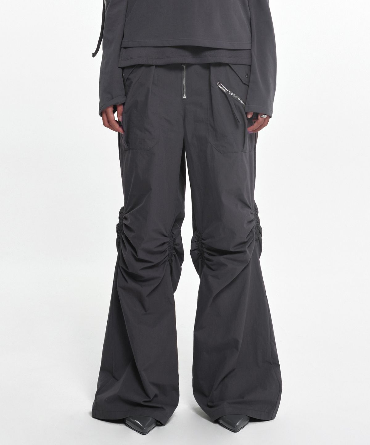나체(NACHE) EXPOSURE ZIP DETAIL PANTS (UNISEX) GRAY