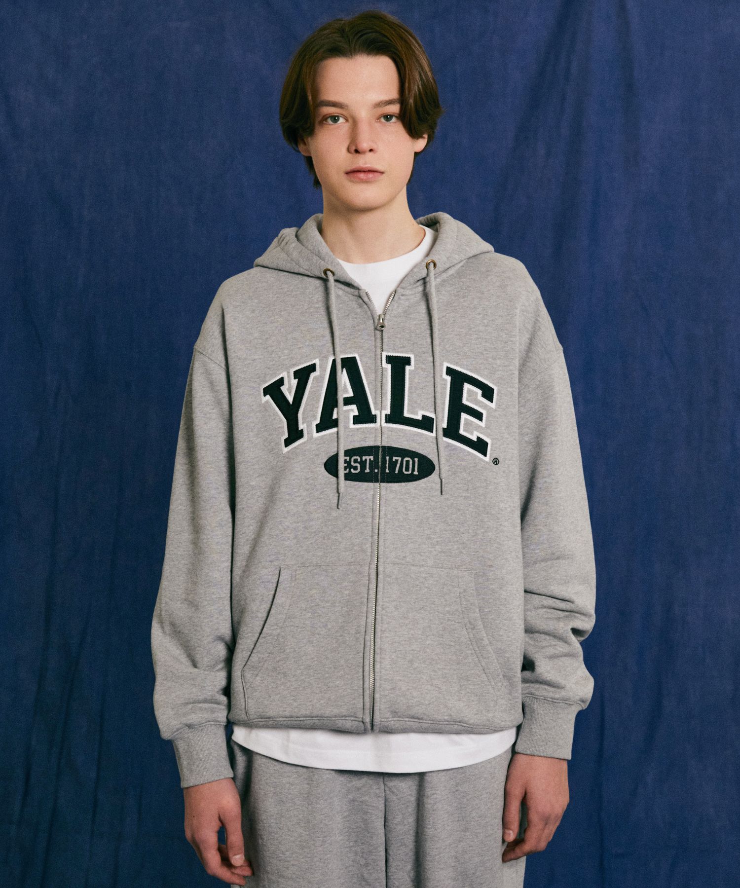 [ YALE ]★2 TONE ARCH HOODIE MUSINSA | YALE 2 TONE ARCH HOODIE ZIP-UP GRAY