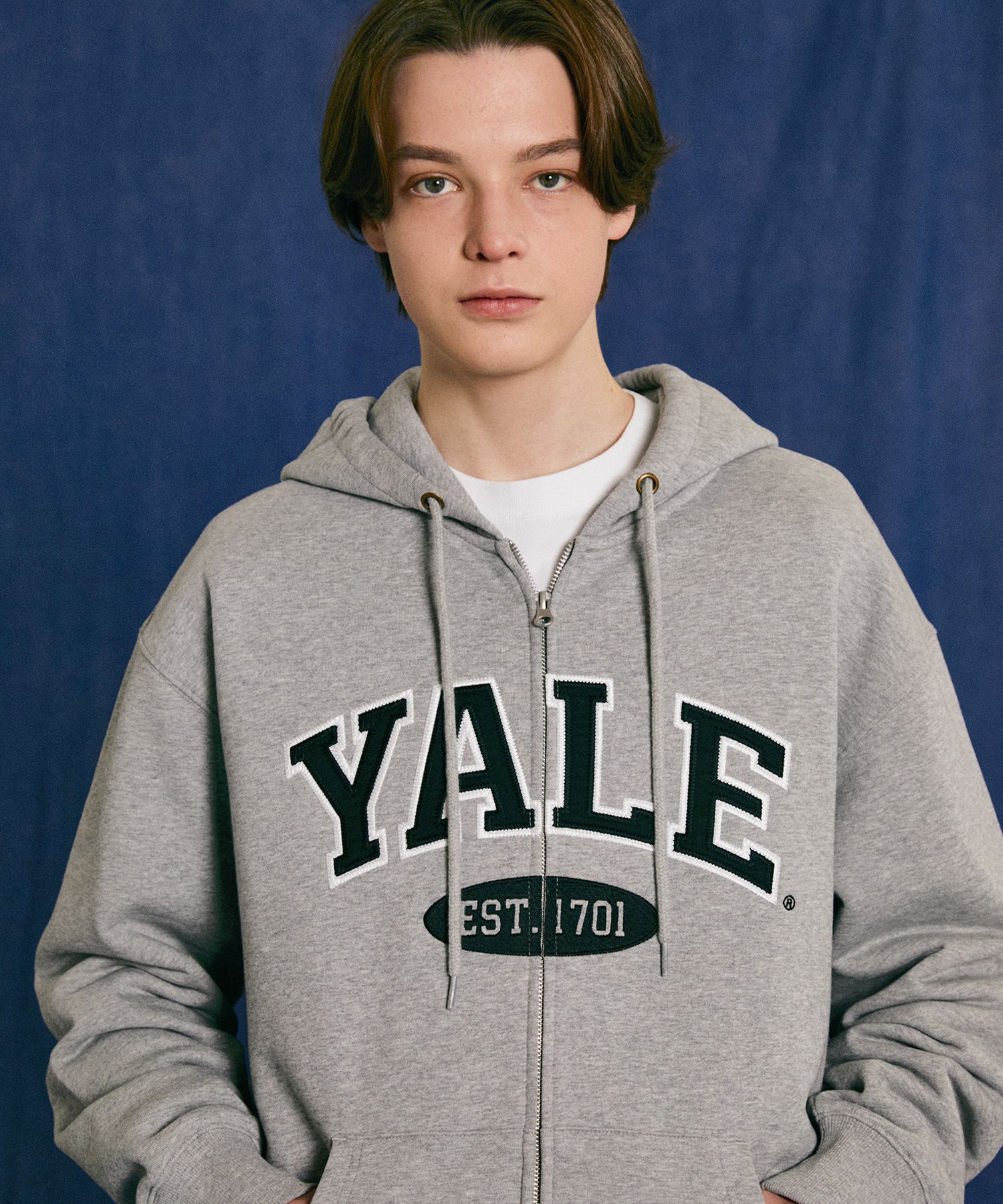 MUSINSA | YALE 2 TONE ARCH HOODIE ZIP UP NAVY