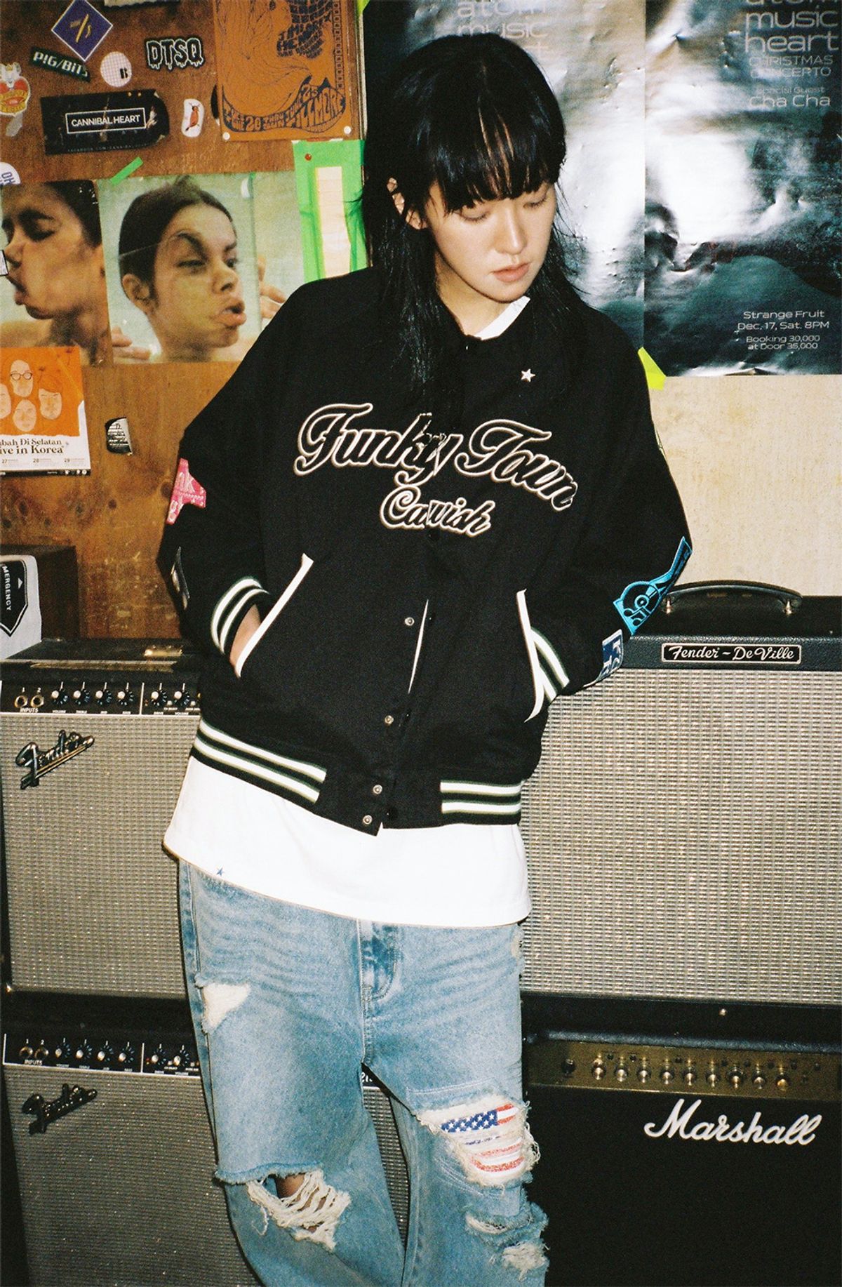 카비시(CAVISH) FUNKY TOWN BOMBER JACKET BLACK(CV2DSUJ240A)