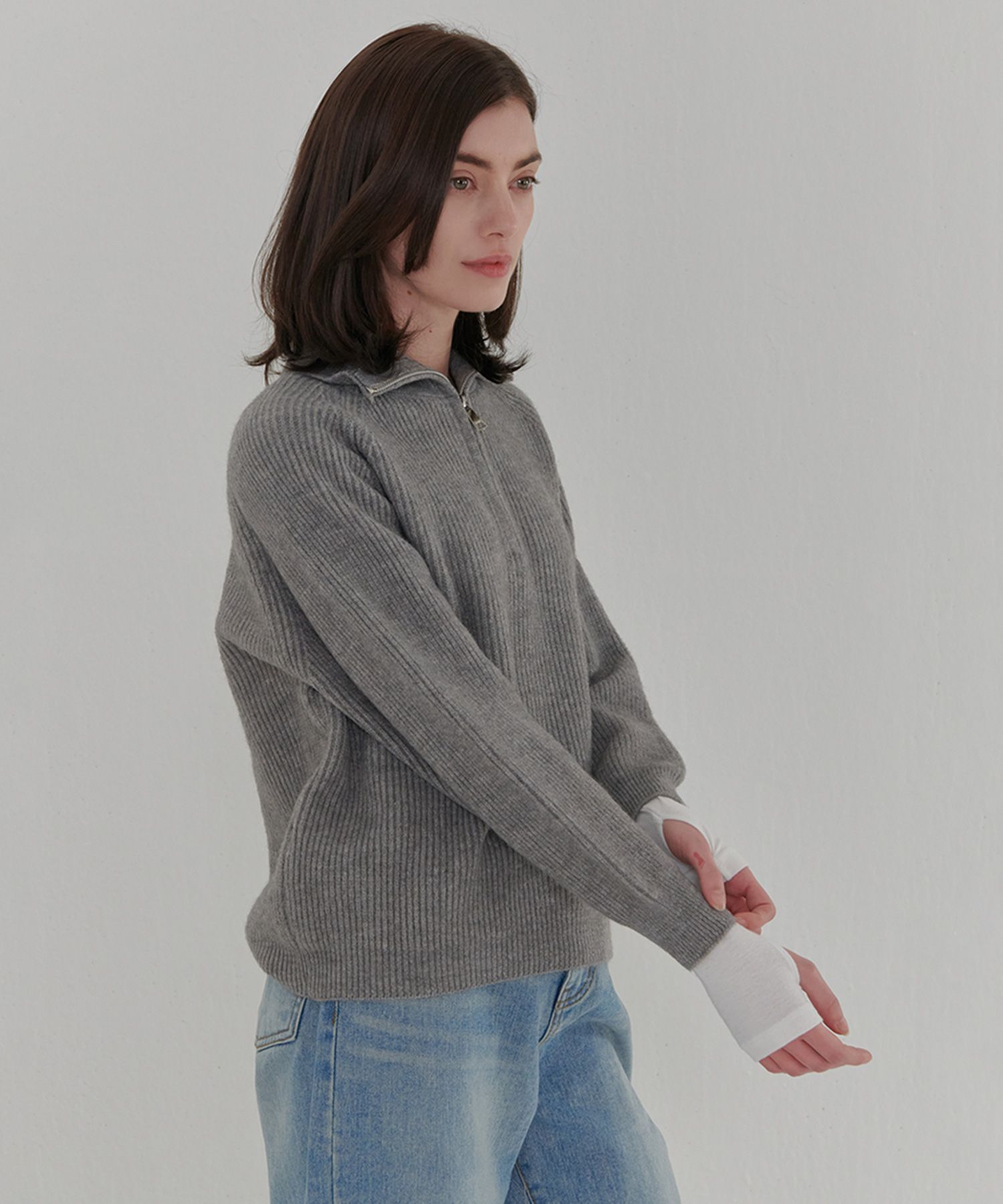 【MODERNIF】Vino Dangara Half Zip-up Knit Half-Zip Melange Knit Style: 30-800173US - LINDBERGH