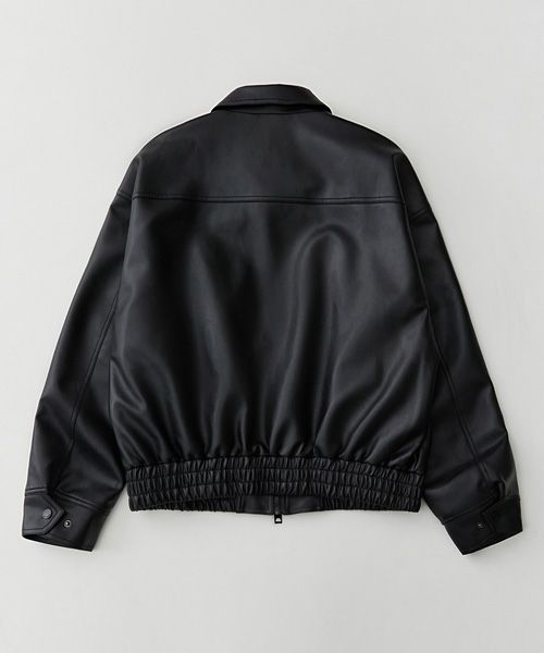MUSINSA | VTWO 8091 Vegan Leather Single Elasticated Jacket_Black