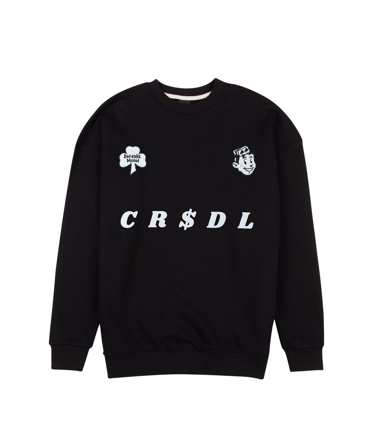 크림소다랩(CREAM SODA LAB) 로고 크림소다 오버핏 맨투맨 블랙