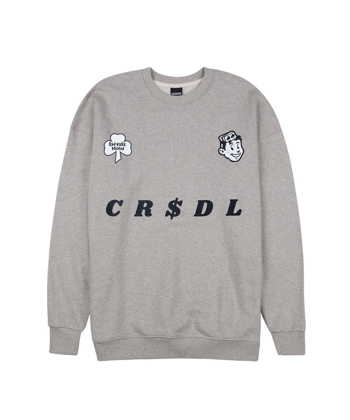 크림소다랩(CREAM SODA LAB) 로고 크림소다 맨투맨 그레이