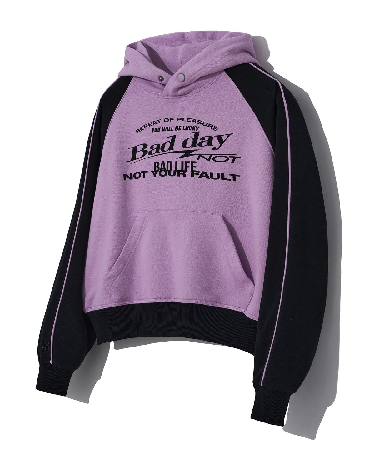 그루브라임(GROOVE RHYME) (W) BAD DAY NOT BAD LIFE RAGLAN HOODIE (BLACK) [LRRSCTH109M]