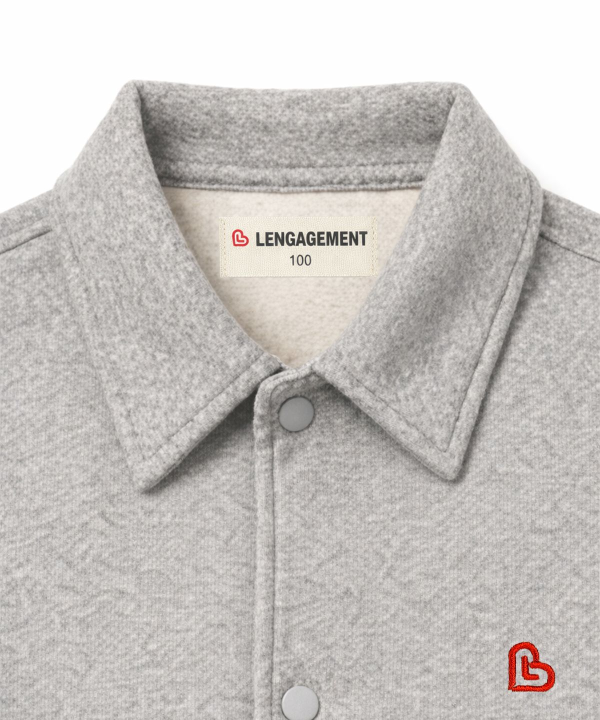 랑가주망(LENGAGEMENT) 스몰 하트 스웻 기모 코치 자켓 [그레이]