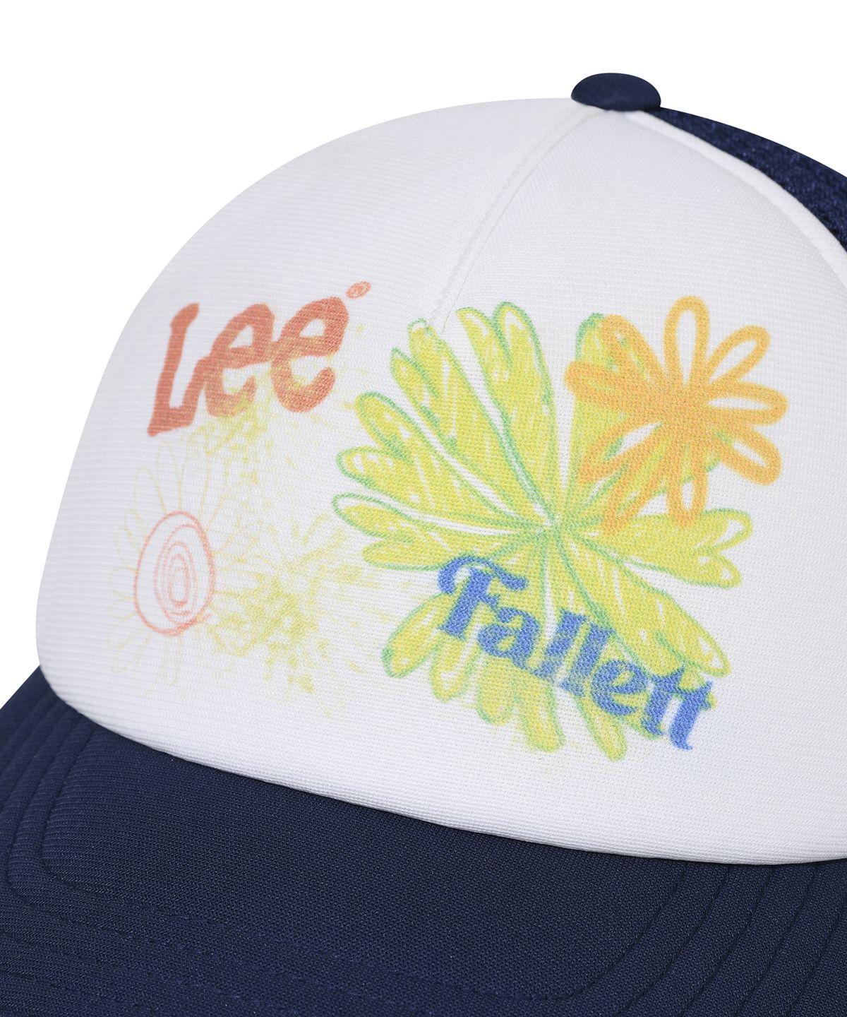 팔렛(FALLETT) [FallettXLee] 플라워 드로잉 메쉬캡 네이비