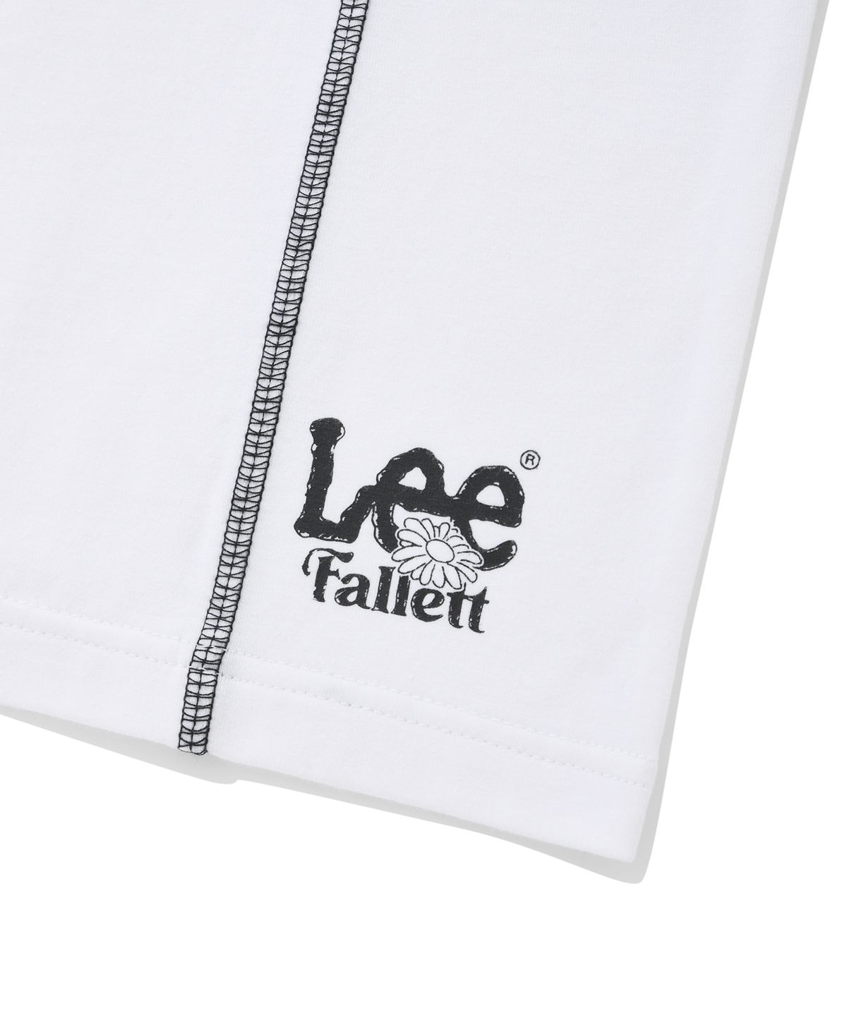팔렛(FALLETT) [FallettXLee] 탑스티치 크롭 반팔티 화이트