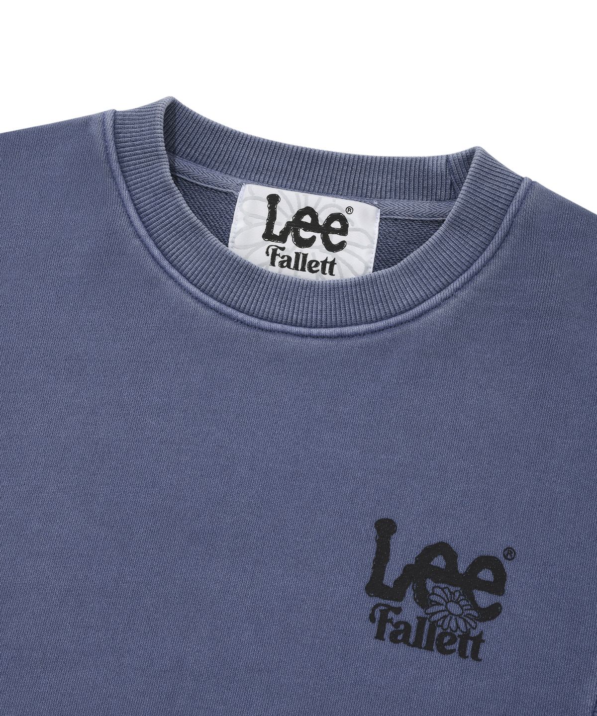 팔렛(FALLETT) [FallettXLee] 피그먼트 탑스티치 맨투맨 블루