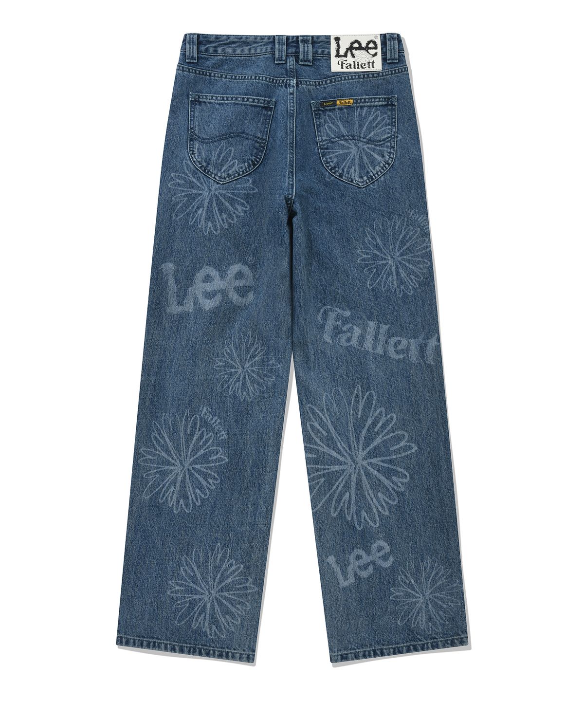 팔렛(FALLETT) [FallettXLee] 플라워 프린트 데님 팬츠 블루