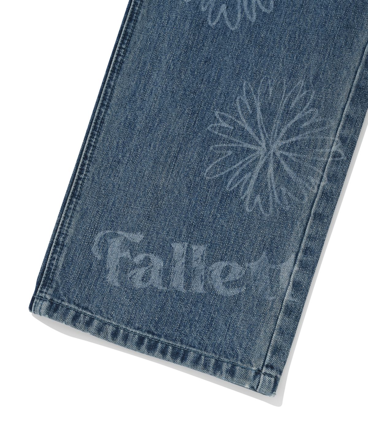 팔렛(FALLETT) [FallettXLee] 플라워 프린트 데님 팬츠 블루