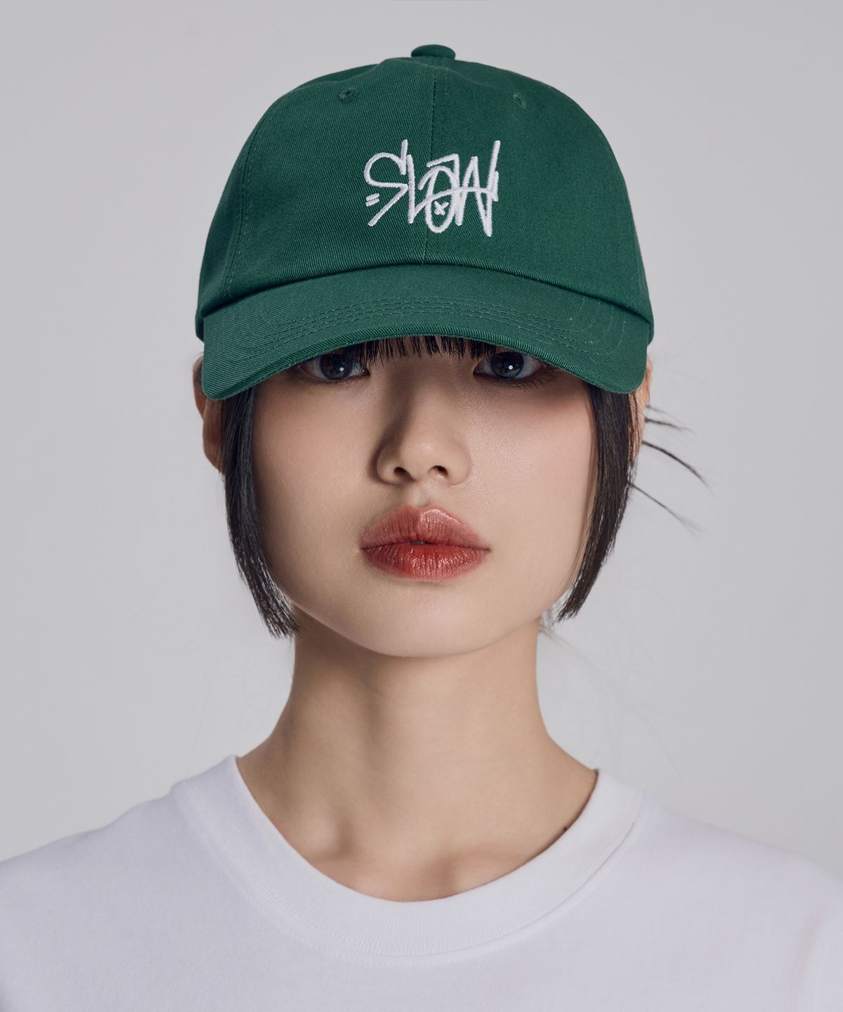슬로우 레코드 하우스(SLOW RECORD HOUSE) 슬로우 시그니처 스몰 로고 볼캡_그린