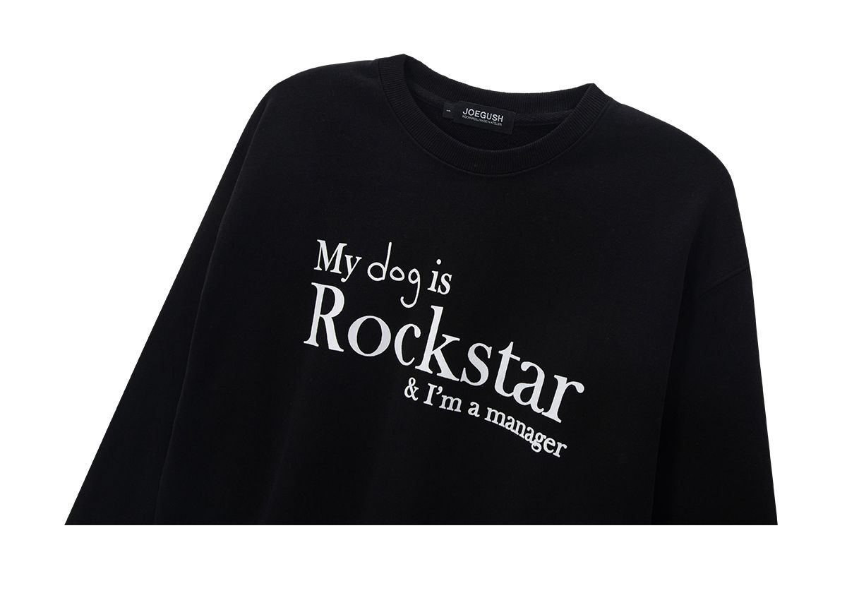 조거쉬(JOEGUSH) My dog is Rockstar Sweatshirts (Black)