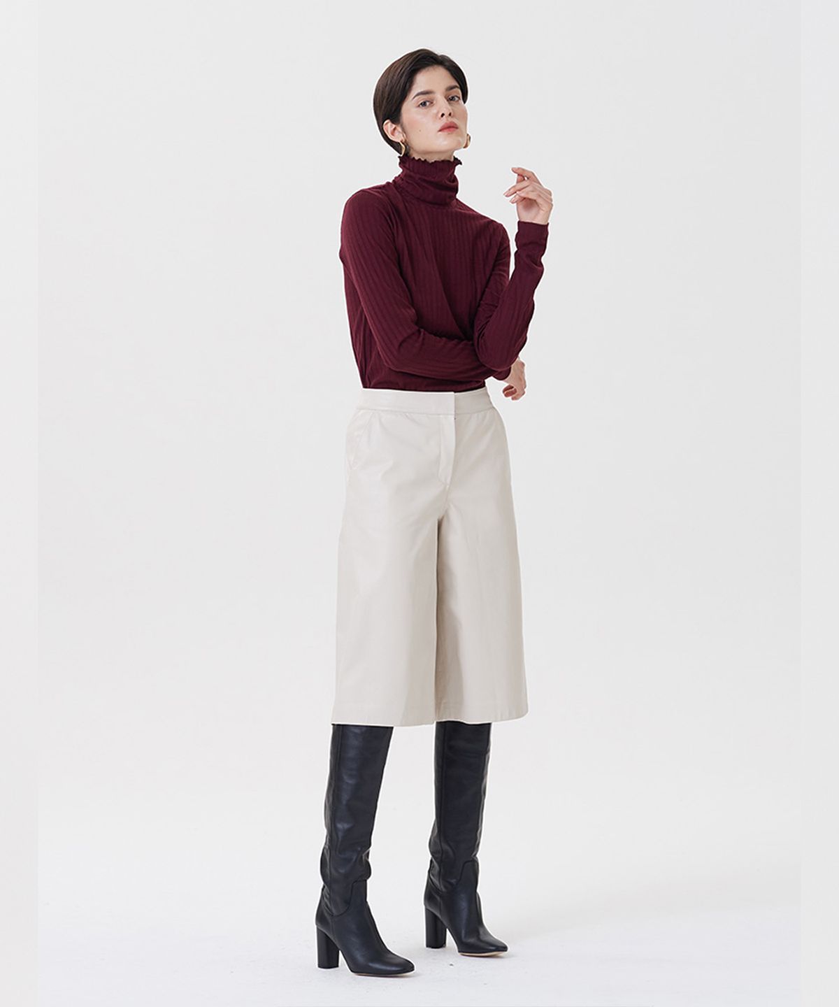 핀블랙(PINBLACK) 어텀 골지 폴라 티셔츠(3 COLOR)