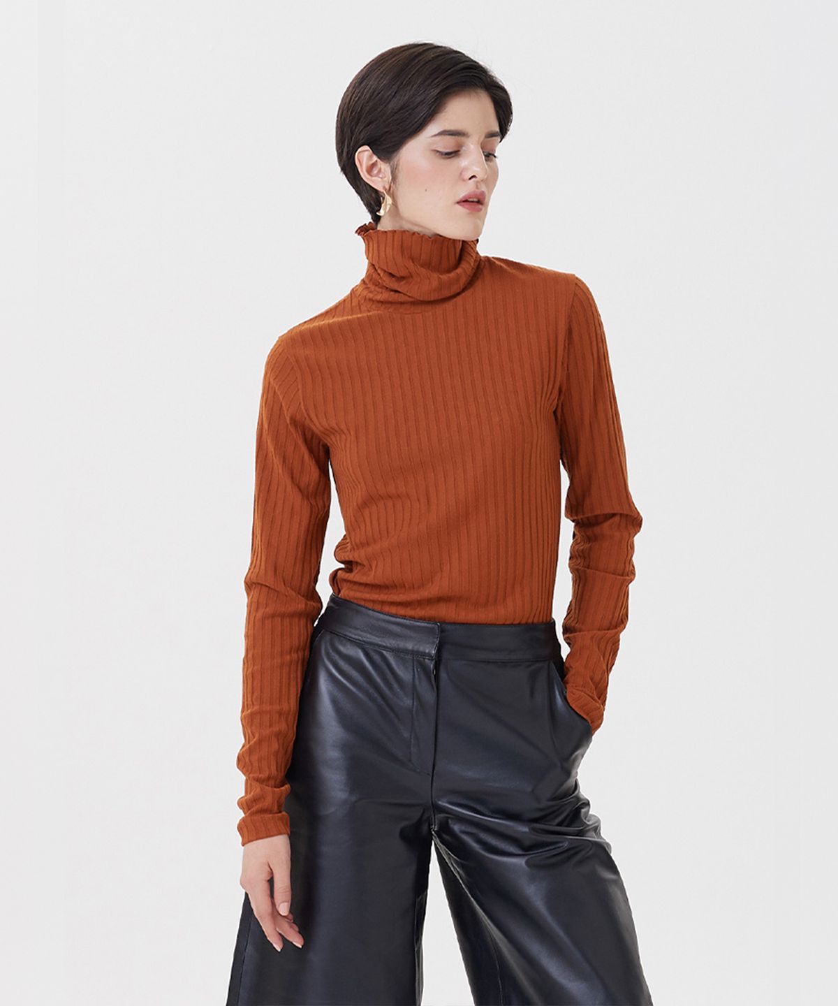 핀블랙(PINBLACK) 어텀 골지 폴라 티셔츠(3 COLOR)