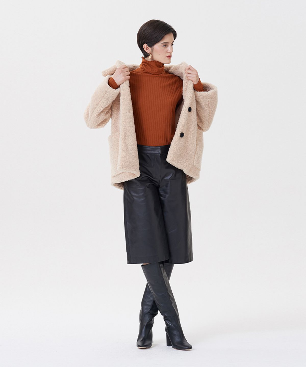 핀블랙(PINBLACK) 어텀 골지 폴라 티셔츠(3 COLOR)
