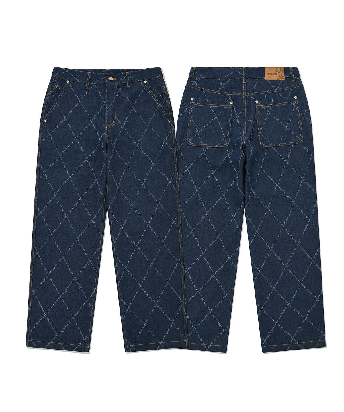 비전스트릿웨어(VISION STREETWEAR) VSW Check Denim Pants Indigo Blue