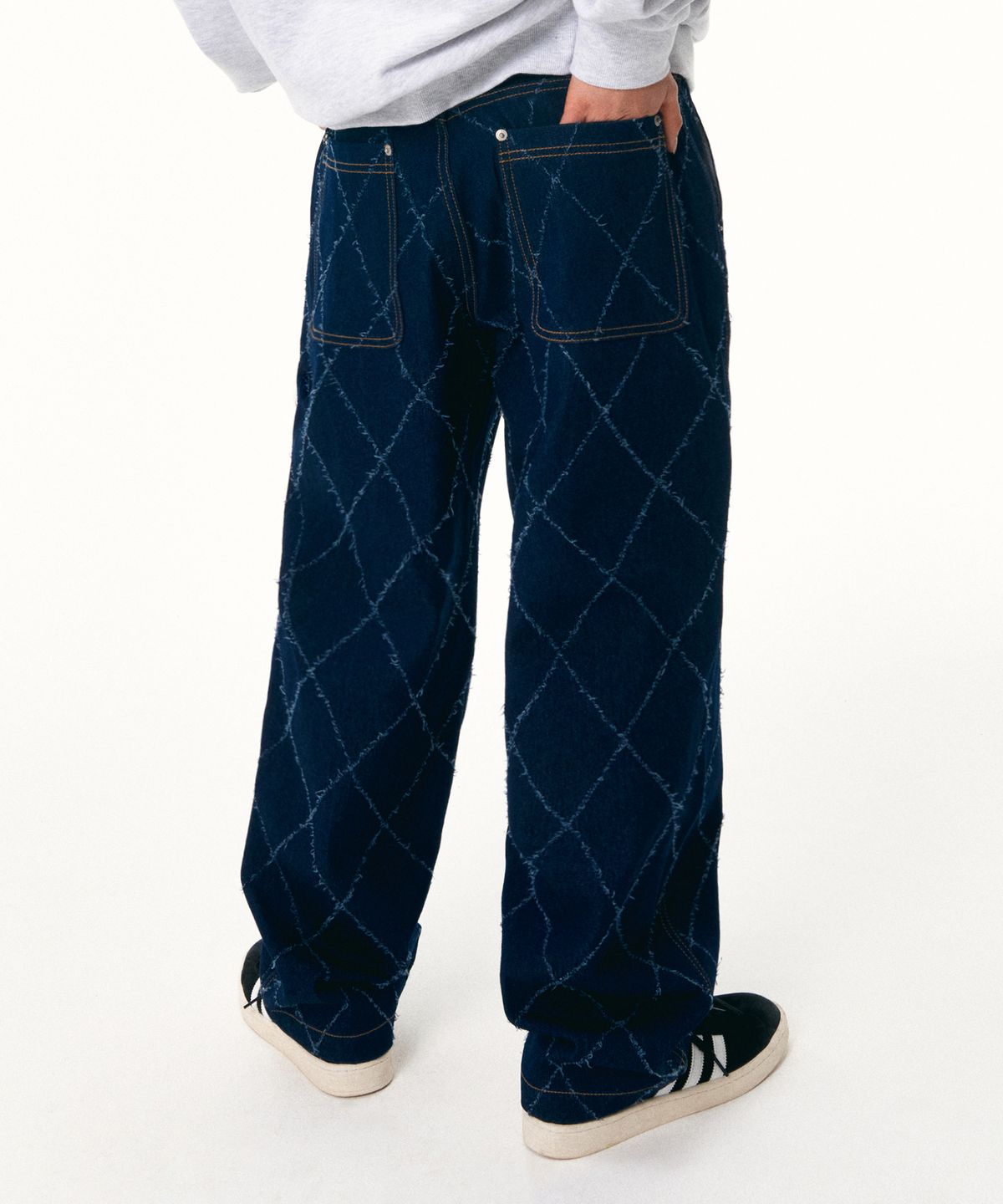 비전스트릿웨어(VISION STREETWEAR) VSW Check Denim Pants Indigo Blue