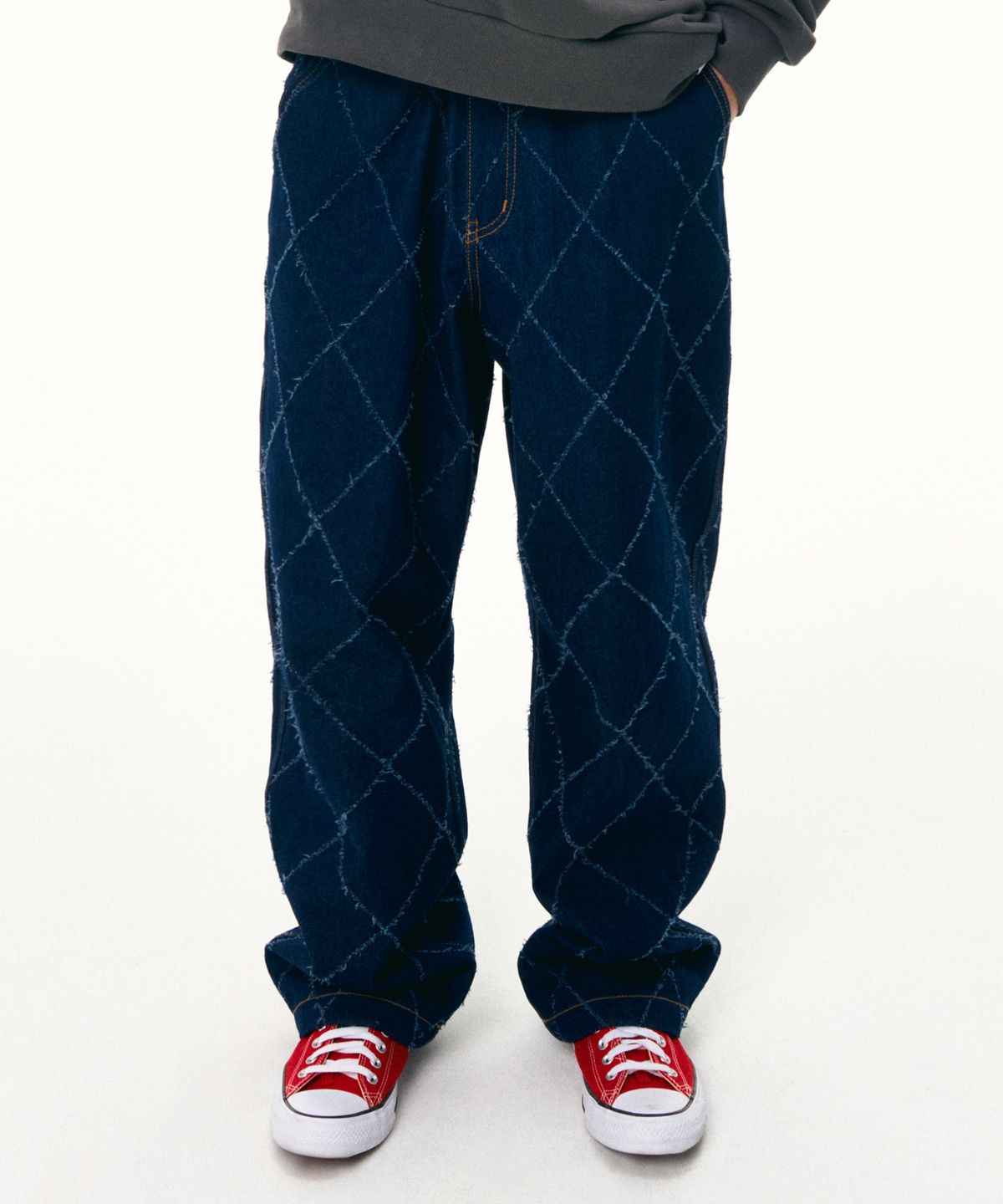 비전스트릿웨어(VISION STREETWEAR) VSW Check Denim Pants Indigo Blue