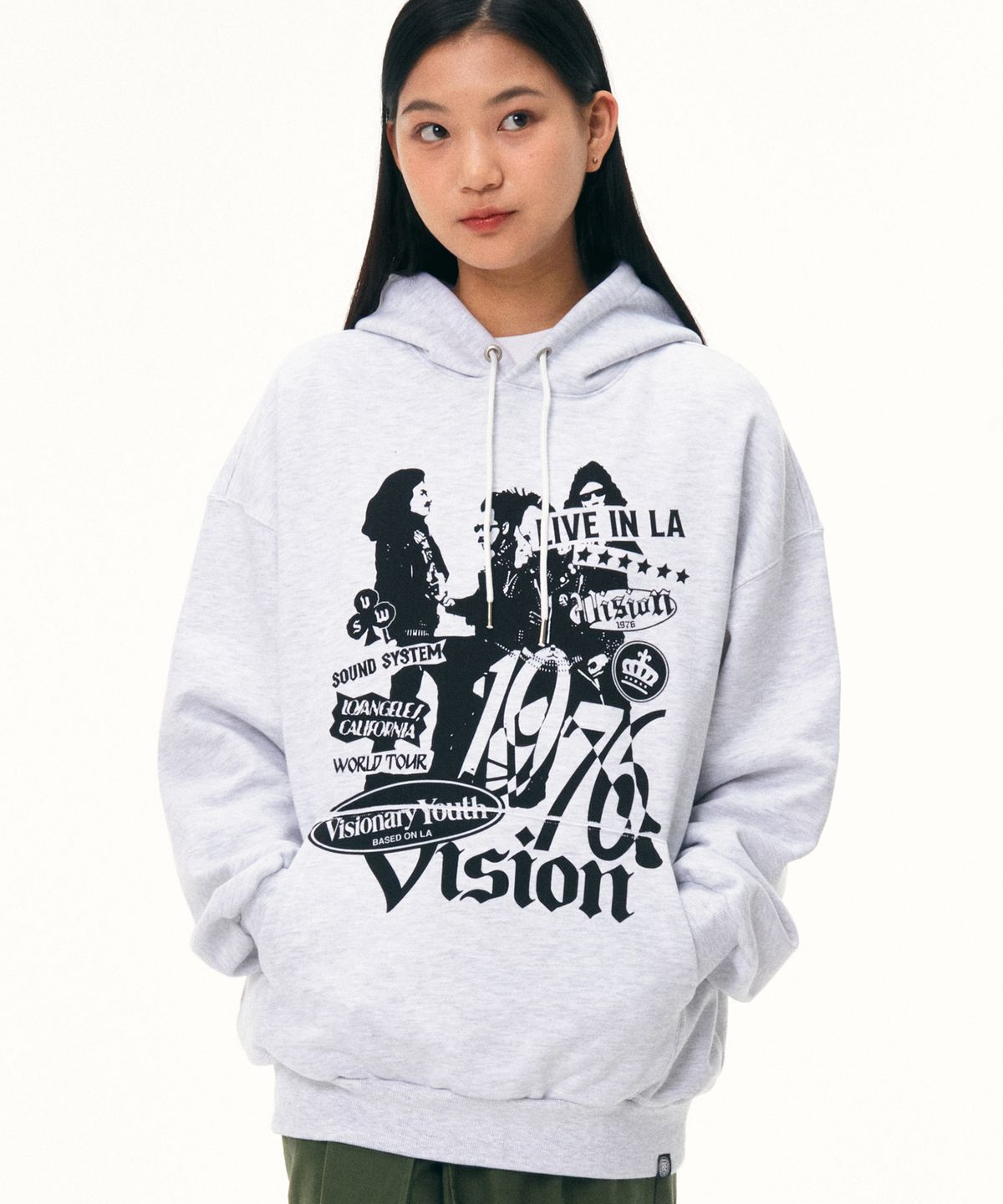 비전스트릿웨어(VISION STREETWEAR) VSW Rock Band Hoodie Light Gray