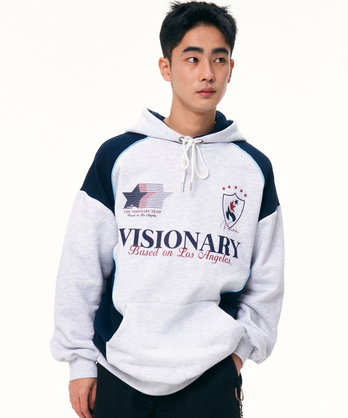 비전스트릿웨어(VISION STREETWEAR) VSW Football Hoodie Light Gray