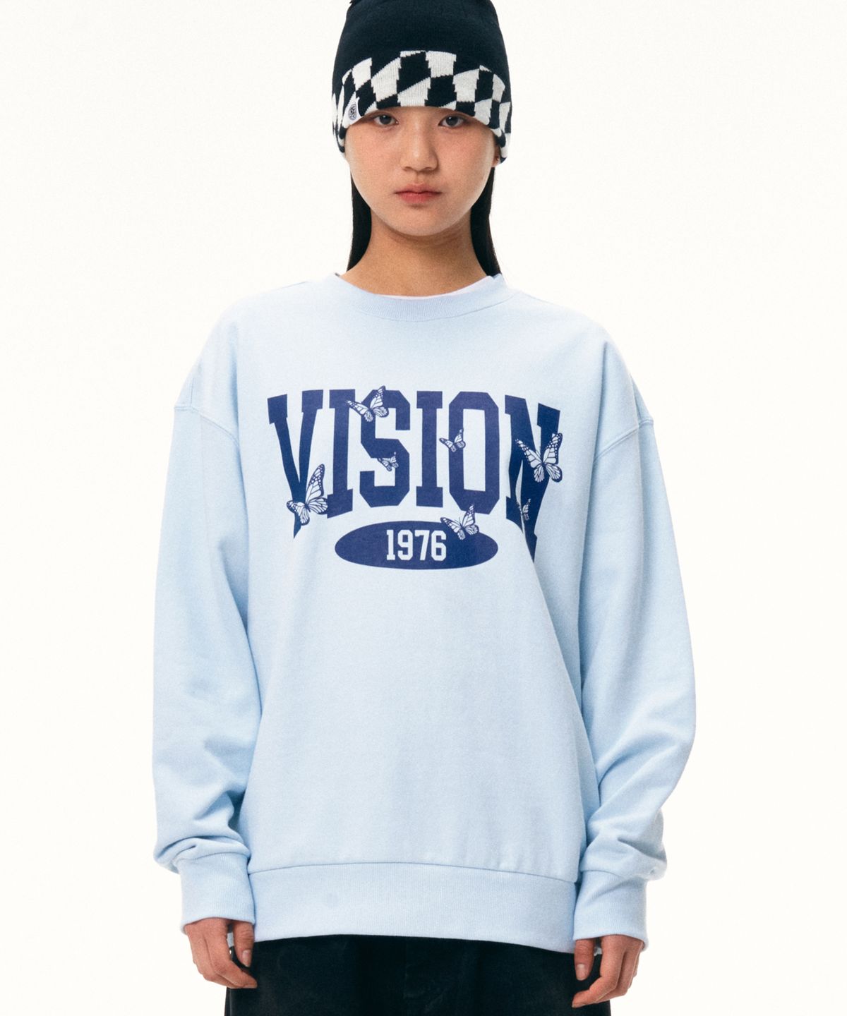 비전스트릿웨어(VISION STREETWEAR) VSW Butterfly Logo Crewneck Sky Blue