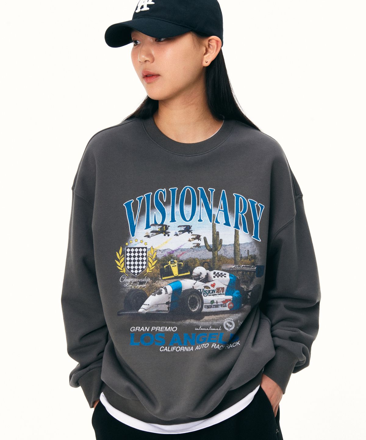 비전스트릿웨어(VISION STREETWEAR) VSW Racing Crewneck Charcoal