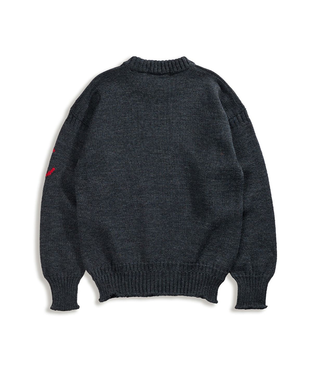 건지 울른스(Guernsey Woollens) 크루넥 홀가먼트 스웨터 - 차콜