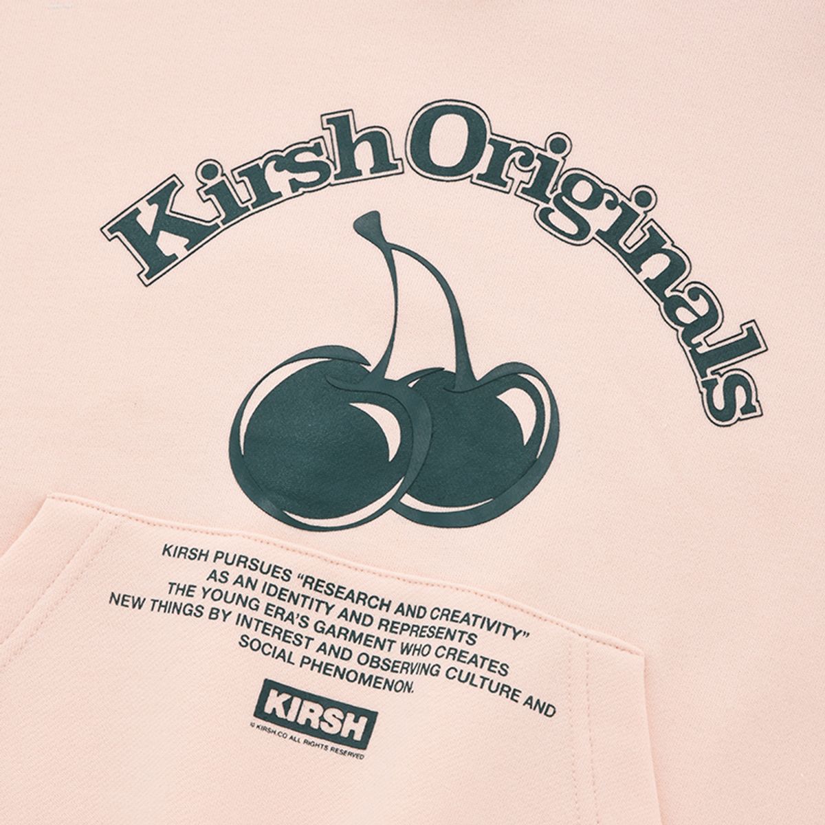 키르시(KIRSH) 체리 아치 로고 크롭 후드 [살몬]